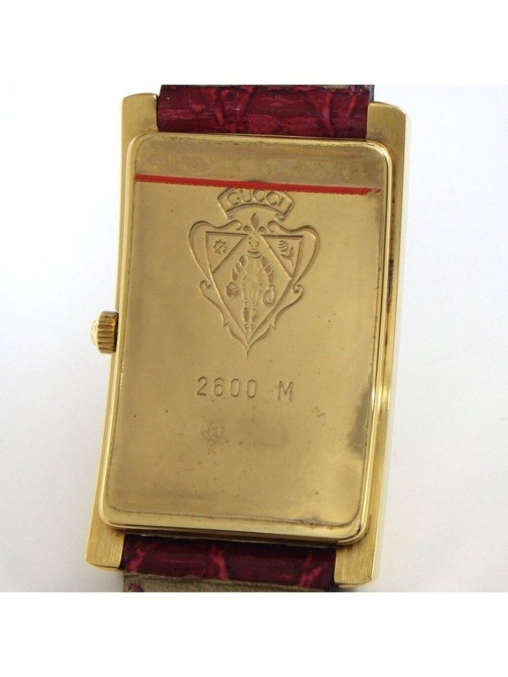 Gucci Watch Vintage Silver Red Dial SS Leather Quartz Analog - Picture 4 of 12